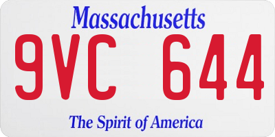 MA license plate 9VC644
