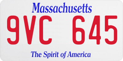 MA license plate 9VC645