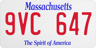MA license plate 9VC647