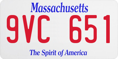 MA license plate 9VC651