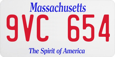 MA license plate 9VC654