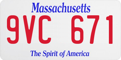MA license plate 9VC671