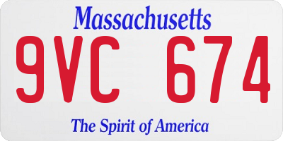MA license plate 9VC674