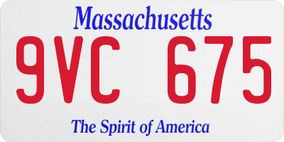 MA license plate 9VC675