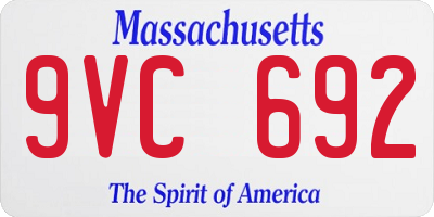 MA license plate 9VC692
