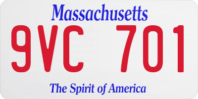 MA license plate 9VC701