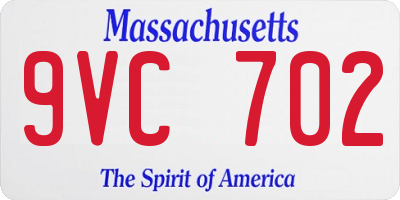 MA license plate 9VC702