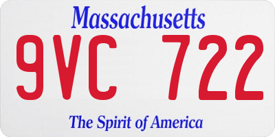 MA license plate 9VC722