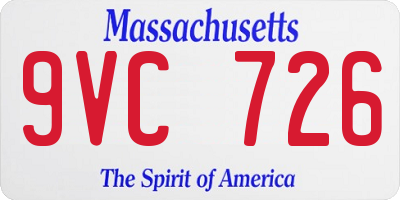MA license plate 9VC726