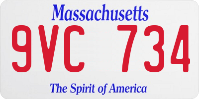 MA license plate 9VC734