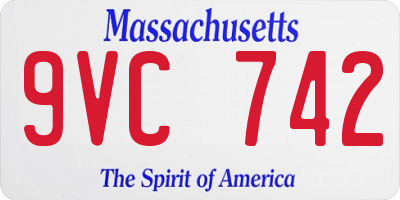 MA license plate 9VC742