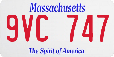 MA license plate 9VC747