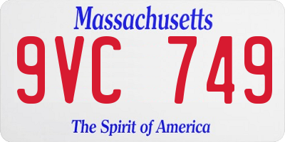 MA license plate 9VC749