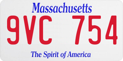 MA license plate 9VC754