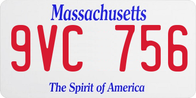 MA license plate 9VC756