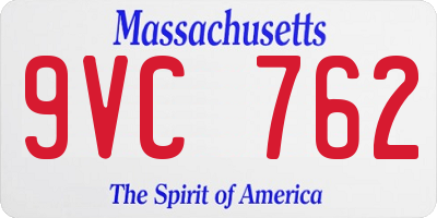MA license plate 9VC762