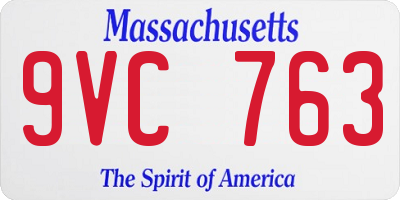 MA license plate 9VC763