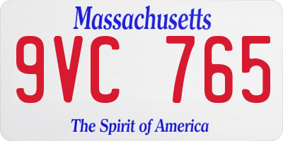 MA license plate 9VC765