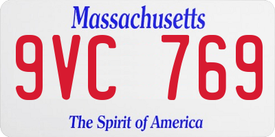MA license plate 9VC769