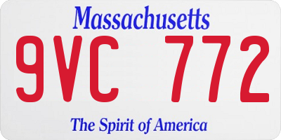 MA license plate 9VC772