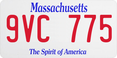 MA license plate 9VC775