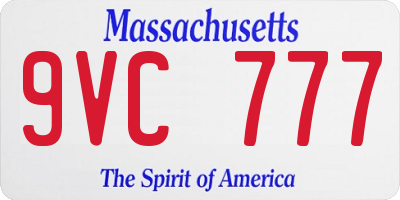MA license plate 9VC777