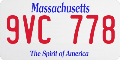 MA license plate 9VC778