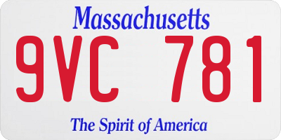 MA license plate 9VC781