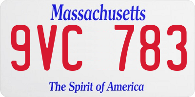 MA license plate 9VC783