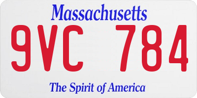 MA license plate 9VC784