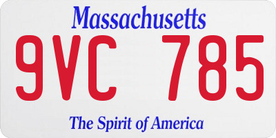 MA license plate 9VC785