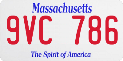 MA license plate 9VC786