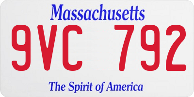 MA license plate 9VC792