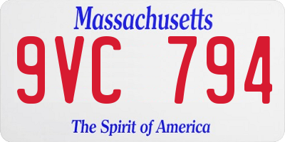 MA license plate 9VC794