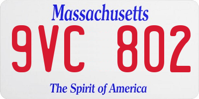 MA license plate 9VC802