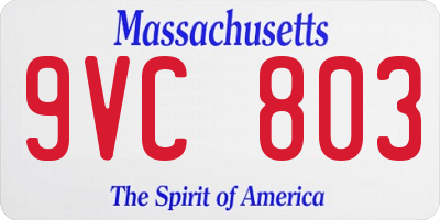 MA license plate 9VC803