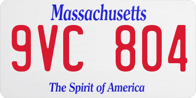 MA license plate 9VC804