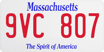 MA license plate 9VC807