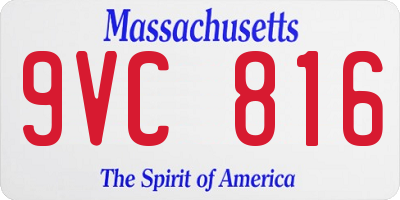 MA license plate 9VC816