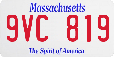 MA license plate 9VC819