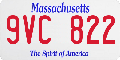 MA license plate 9VC822