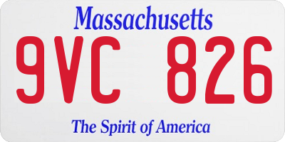 MA license plate 9VC826