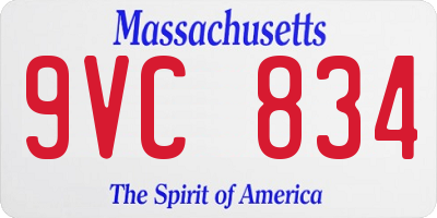 MA license plate 9VC834