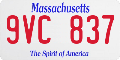 MA license plate 9VC837