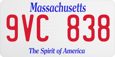 MA license plate 9VC838