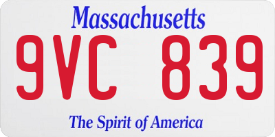 MA license plate 9VC839