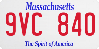 MA license plate 9VC840