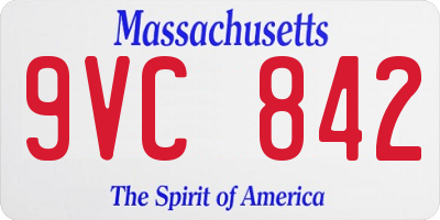 MA license plate 9VC842