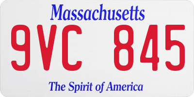 MA license plate 9VC845