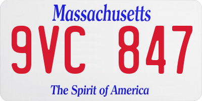 MA license plate 9VC847